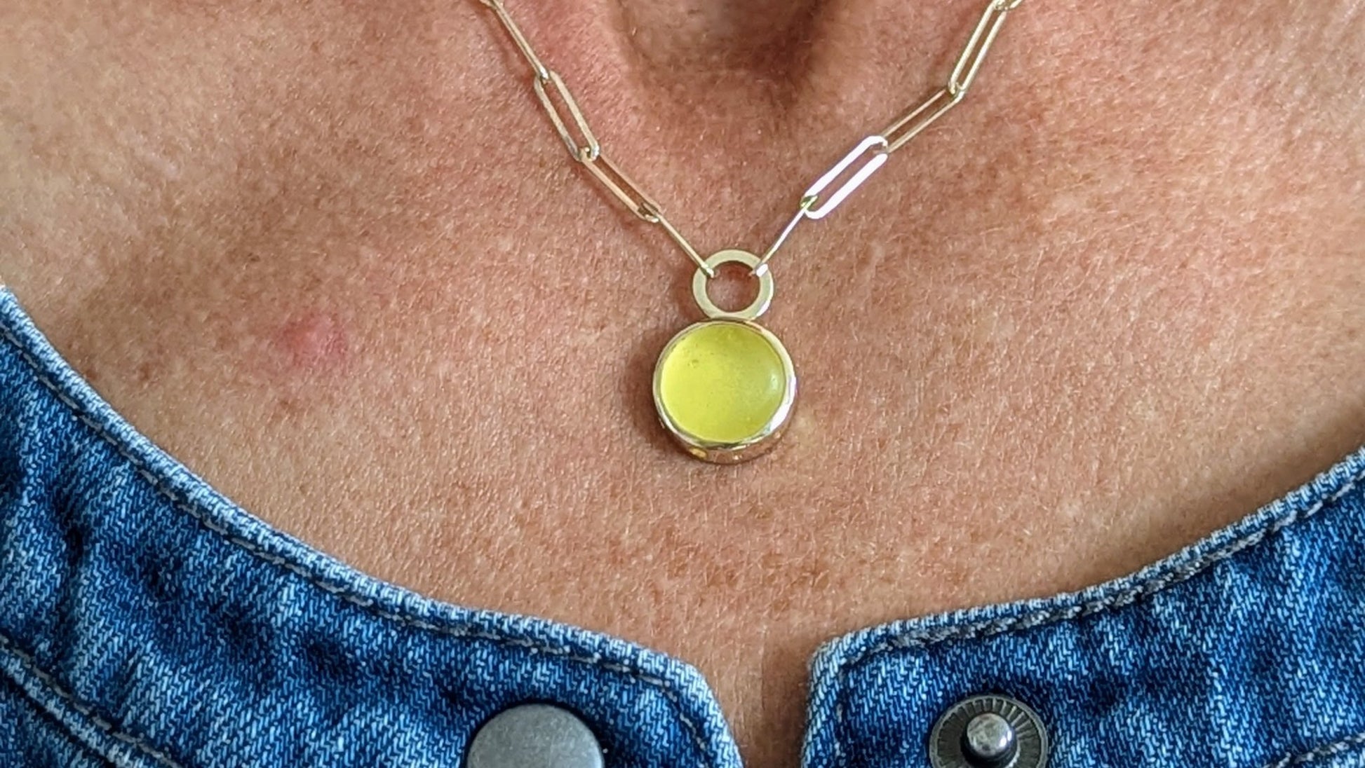 Bright Yellow Sea Glass Necklace in Solid 9ct GoldNecklacesBooblinka Jewellery