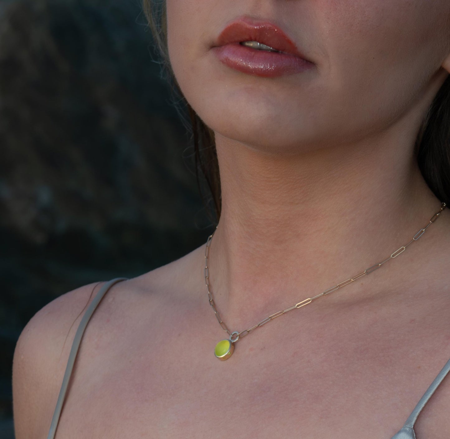 Bright Yellow Sea Glass Necklace in Solid 9ct GoldNecklacesBooblinka Jewellery