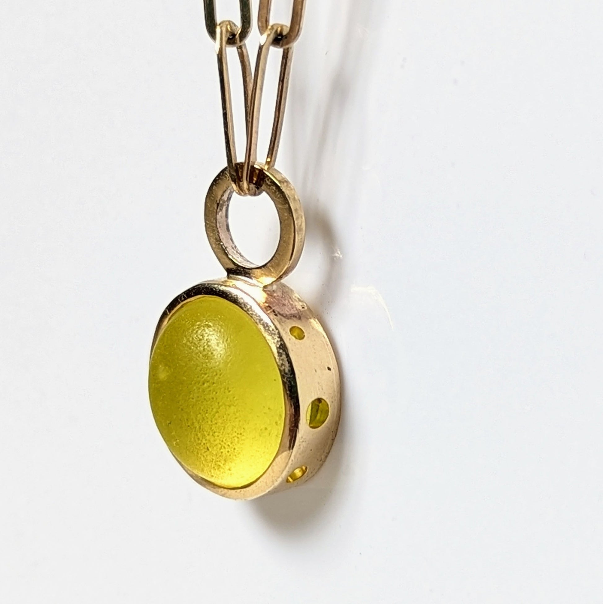 Bright Yellow Sea Glass Necklace in Solid 9ct GoldNecklacesBooblinka Jewellery