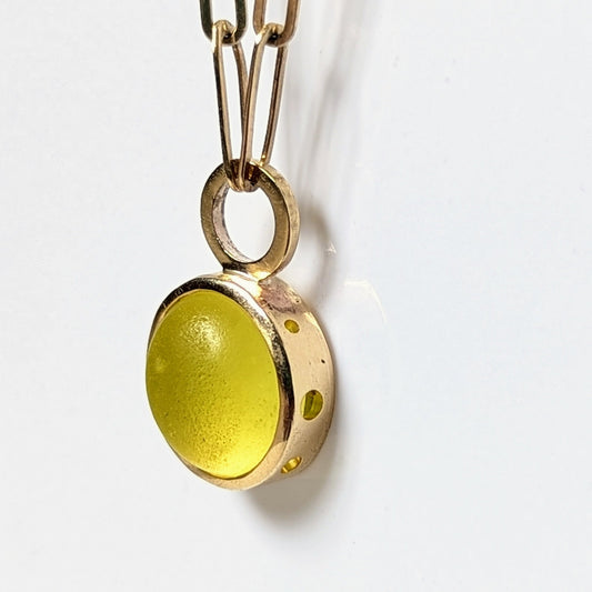 Bright Yellow Sea Glass Necklace in Solid 9ct GoldNecklacesBooblinka Jewellery