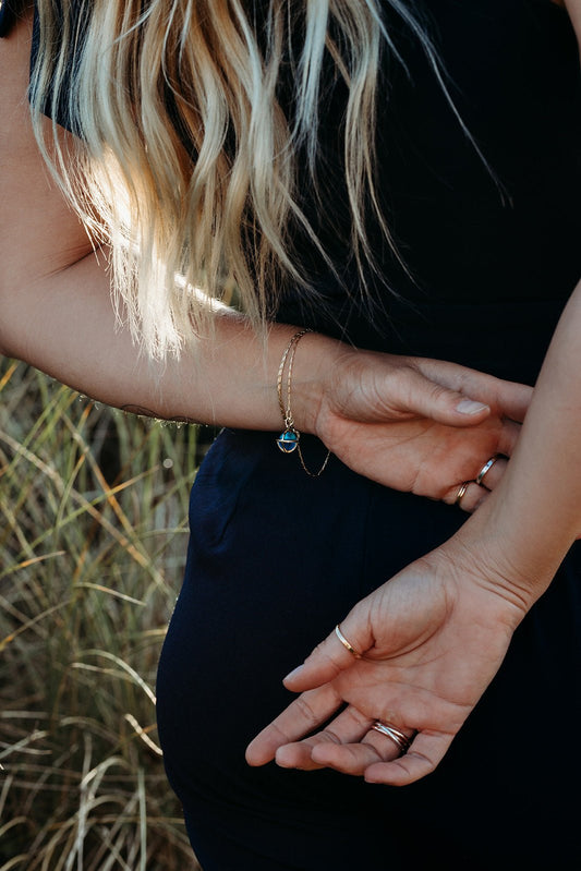 Drop of the Ocean - 18 Carat Gold Pendant with London Blue Topaz Sphere (Pendant Only)NecklacesBooblinka Jewellery