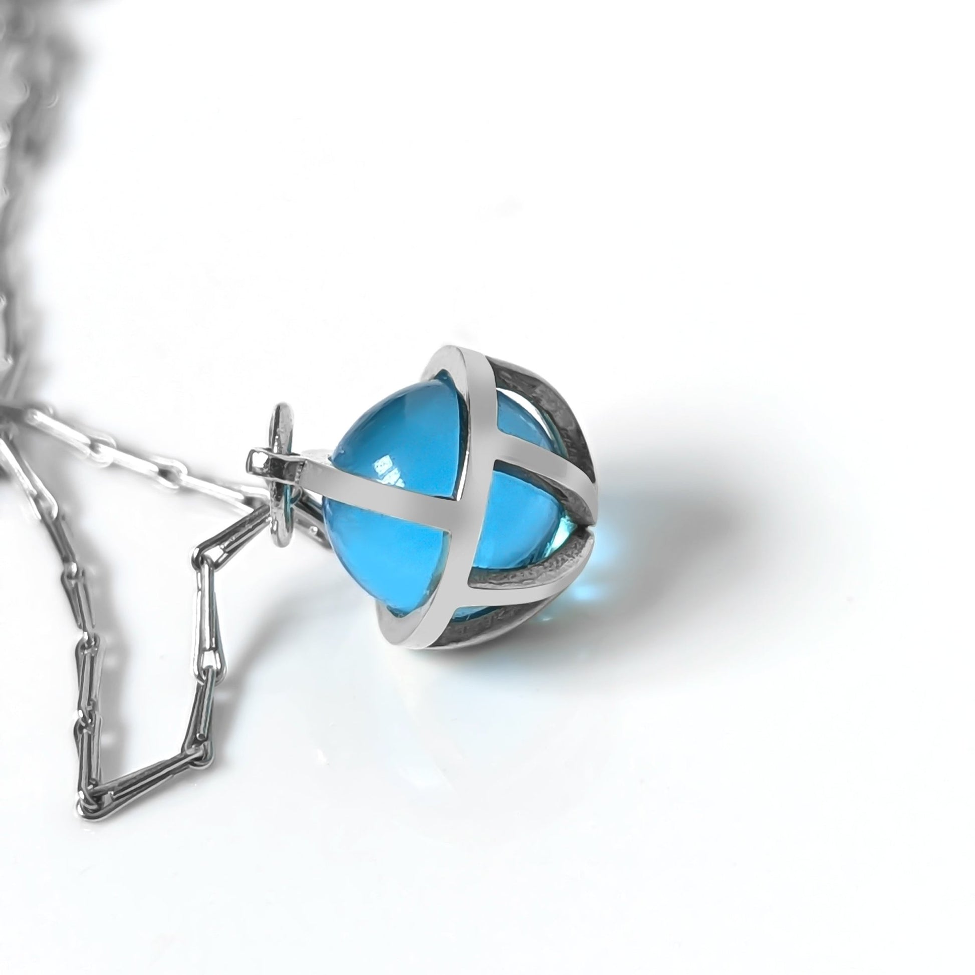 Drop of the Ocean Necklace - Fairtrade 9 Carat White Gold & Swiss Blue Topaz Necklace by Booblinka Jewellery