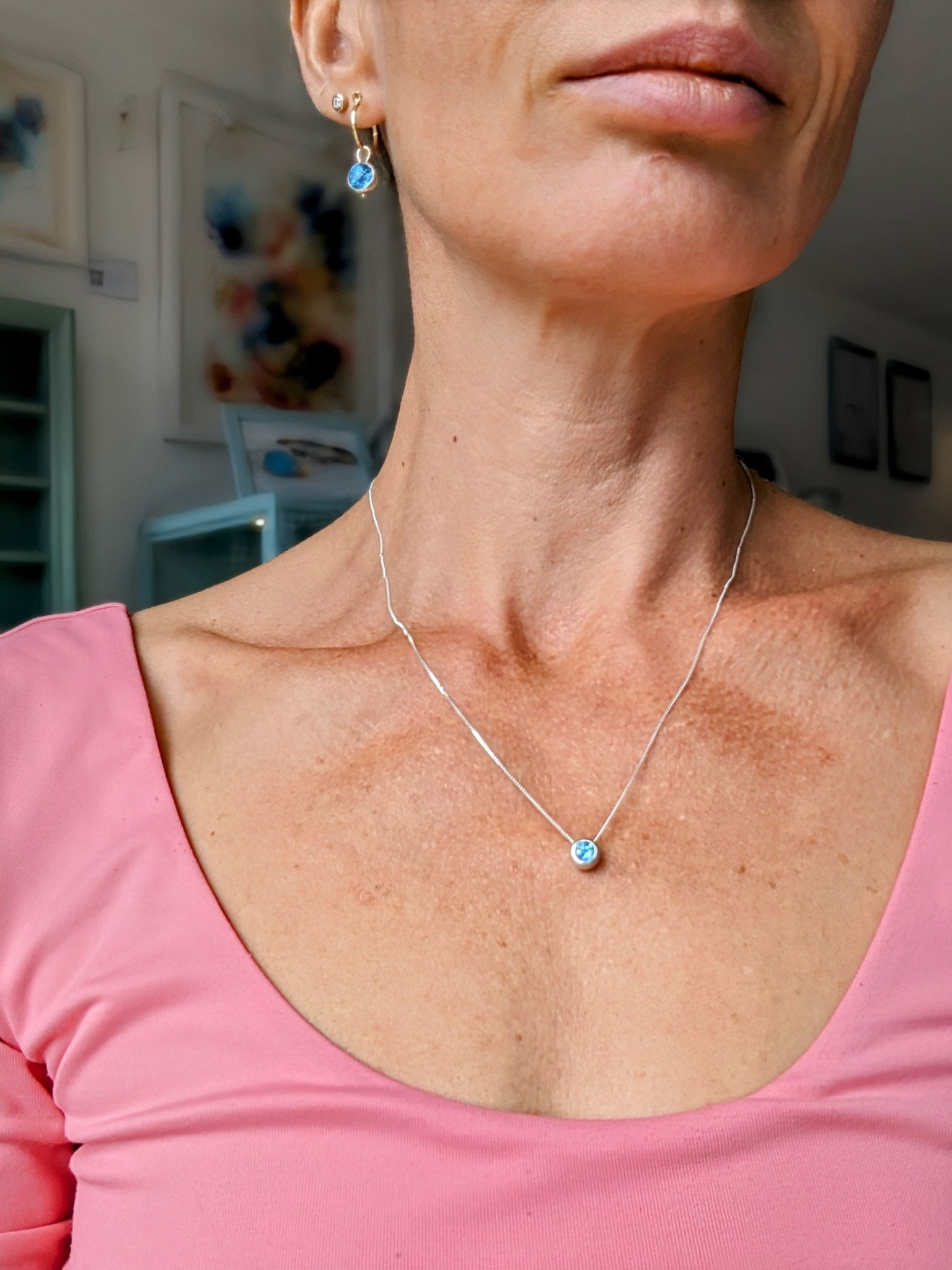 Floating Swiss Blue Topaz Necklace – Ocean CollectionNecklacesBooblinka Jewellery