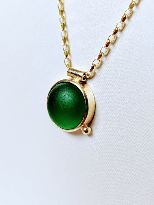 Gold Green Sea Glass Necklace - Allure Sea Glass CollectionNecklacesBooblinka Jewellery