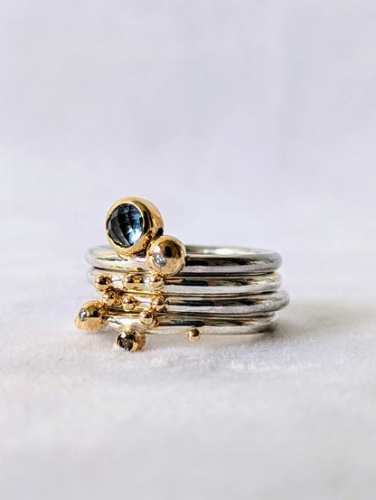 London Blue Topaz and Diamonds Stacker Rings – Ocean CollectionRingsBooblinka Jewellery