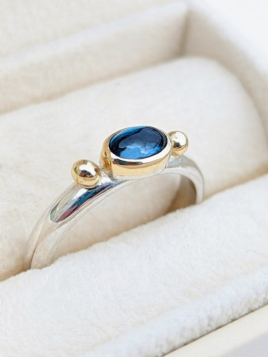 London Blue Topaz Engagement Ring - Ocean Collection in plush jewellery box by Booblinka Jewellery