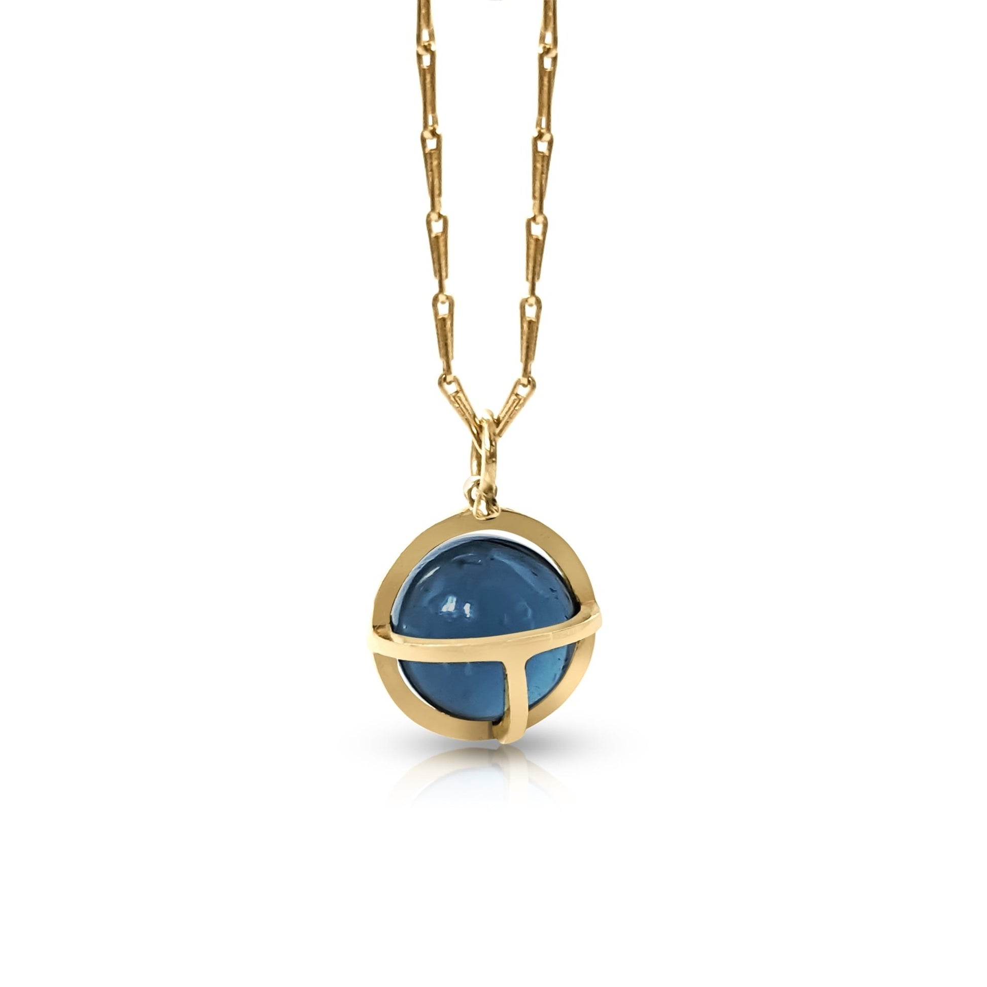 Drop of The Ocean - 18 carat Gold Necklace with London Blue Topaz SphereNecklacesBooblinka Jewellery