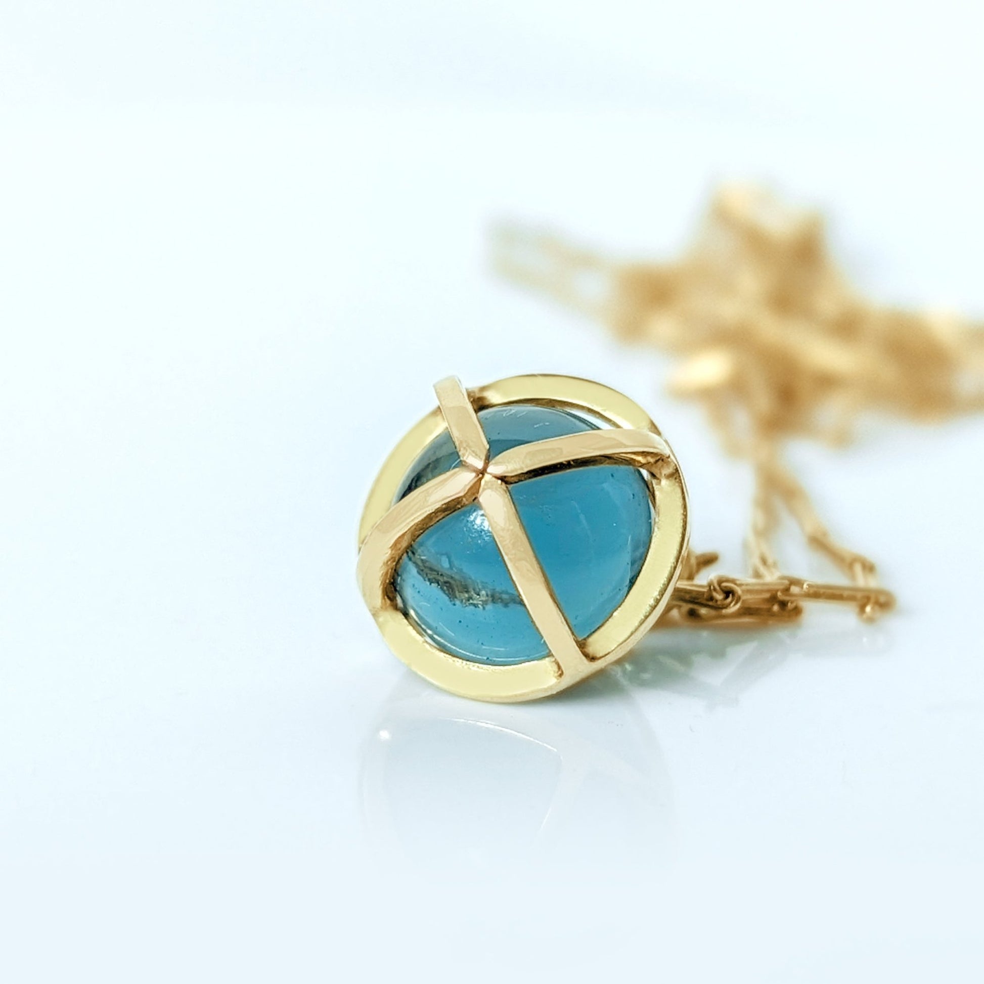 Drop of The Ocean - 18 carat gold Pendant with London Blue TopazNecklacesBooblinka Jewellery
