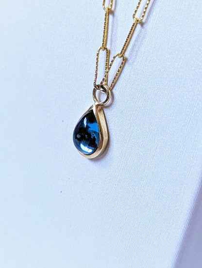 London Blue Topaz Teardrop Necklace in Solid 9 Carat Gold - Ocean CollectionNecklacesBooblinka Jewellery