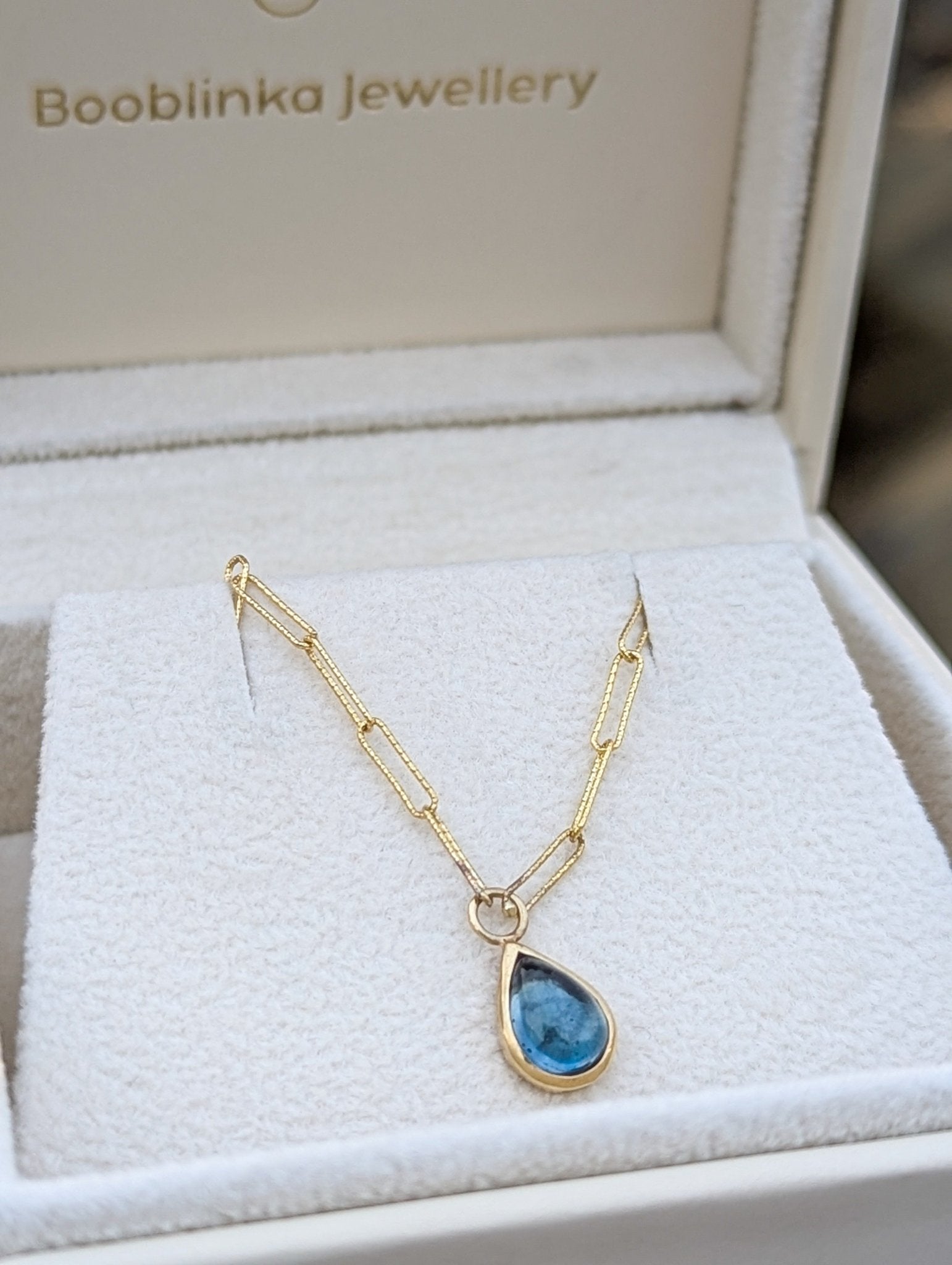 London Blue Topaz Teardrop Necklace in Solid 9 Carat Gold - Ocean CollectionNecklacesBooblinka Jewellery