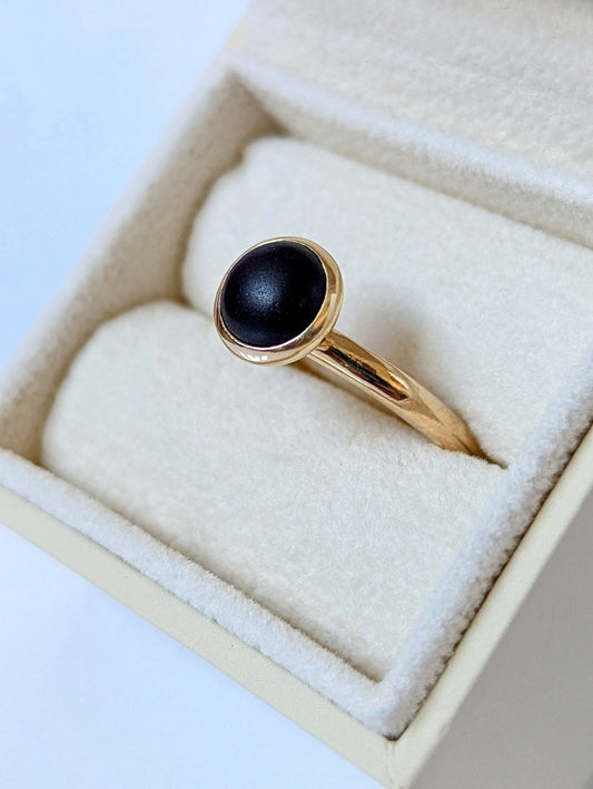 Pirate Black Sea Glass Gold Ring – Unique Alternative Engagement Ring - Allure CollectionRingsBooblinka Jewellery