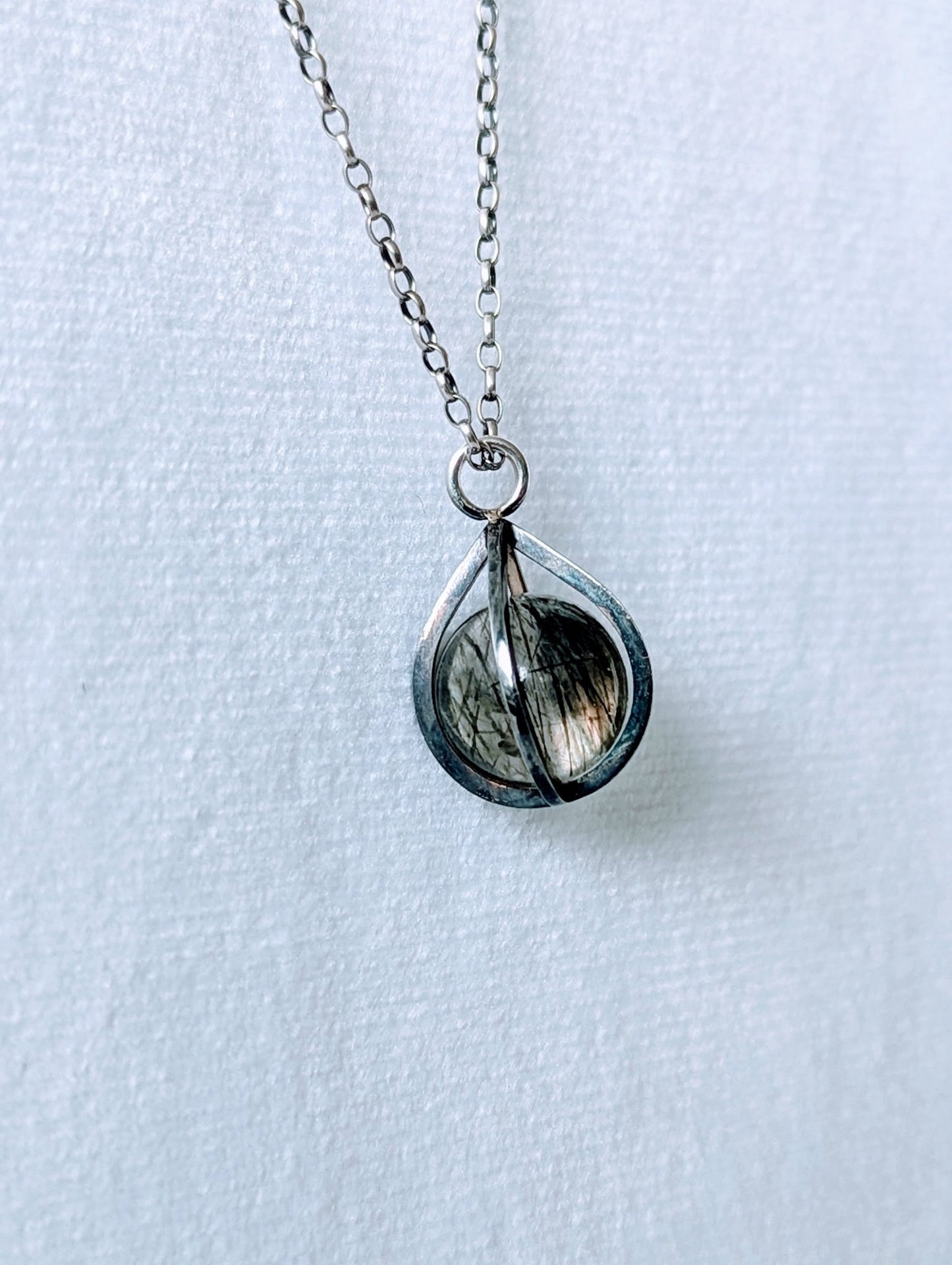 Rutilated Quartz Teardrop Necklace in Oxidised SilverNecklacesBooblinka Jewellery