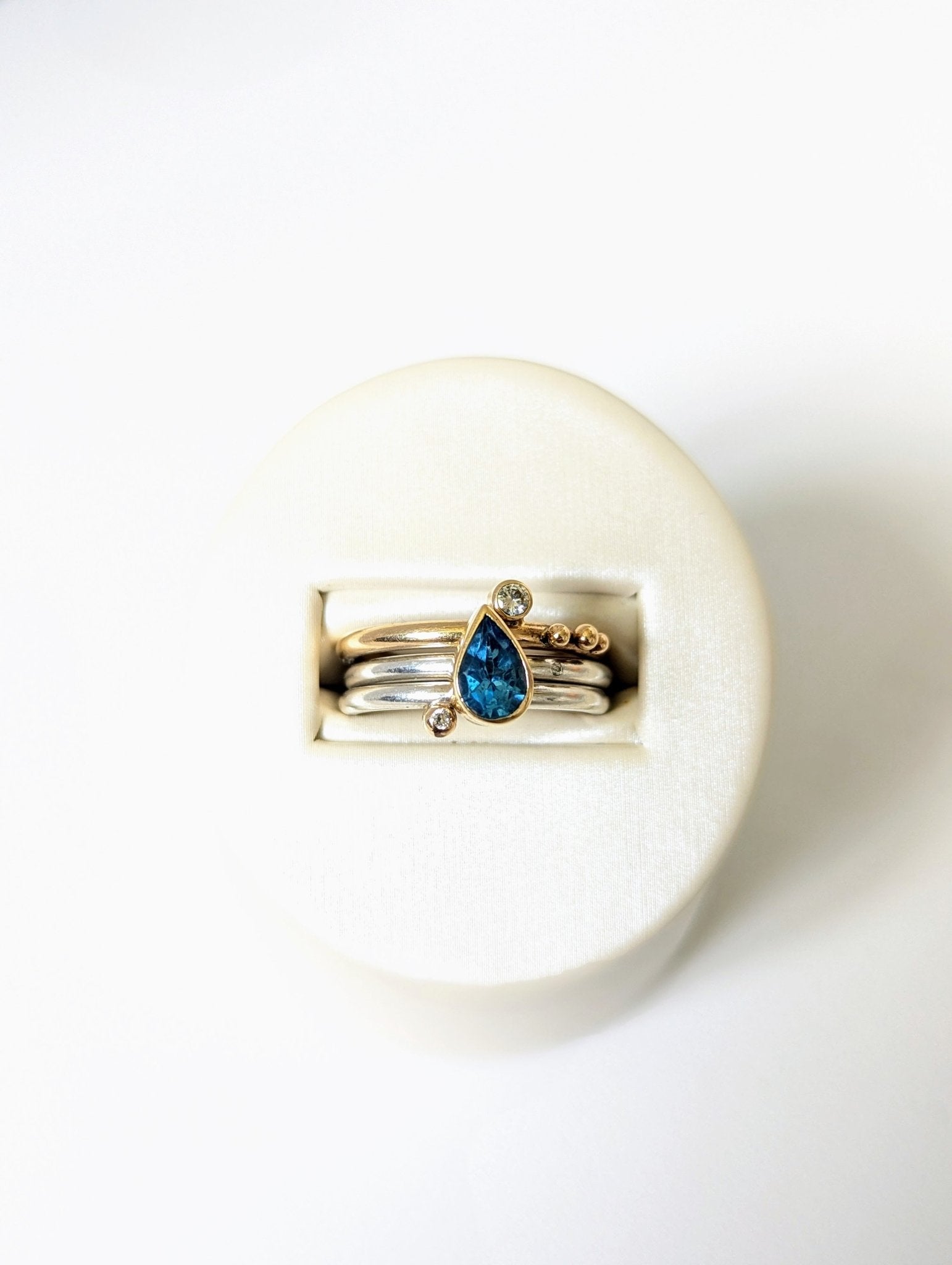 Selene Swiss Blue Topaz and Moissanite Ring - Ocean CollectionRingsBooblinka Jewellery