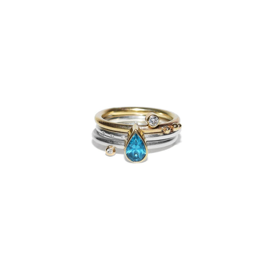 Selene Swiss Blue Topaz and Moissanite Ring - Ocean CollectionRingsBooblinka Jewellery