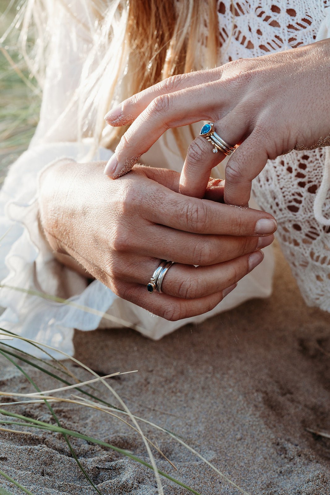 Selene Swiss Blue Topaz and Moissanite Ring - Ocean CollectionRingsBooblinka Jewellery