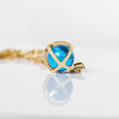 Drop of The Ocean - 9 carat Gold Necklace with Swiss Blue Topaz SphereNecklacesBooblinka Jewellery