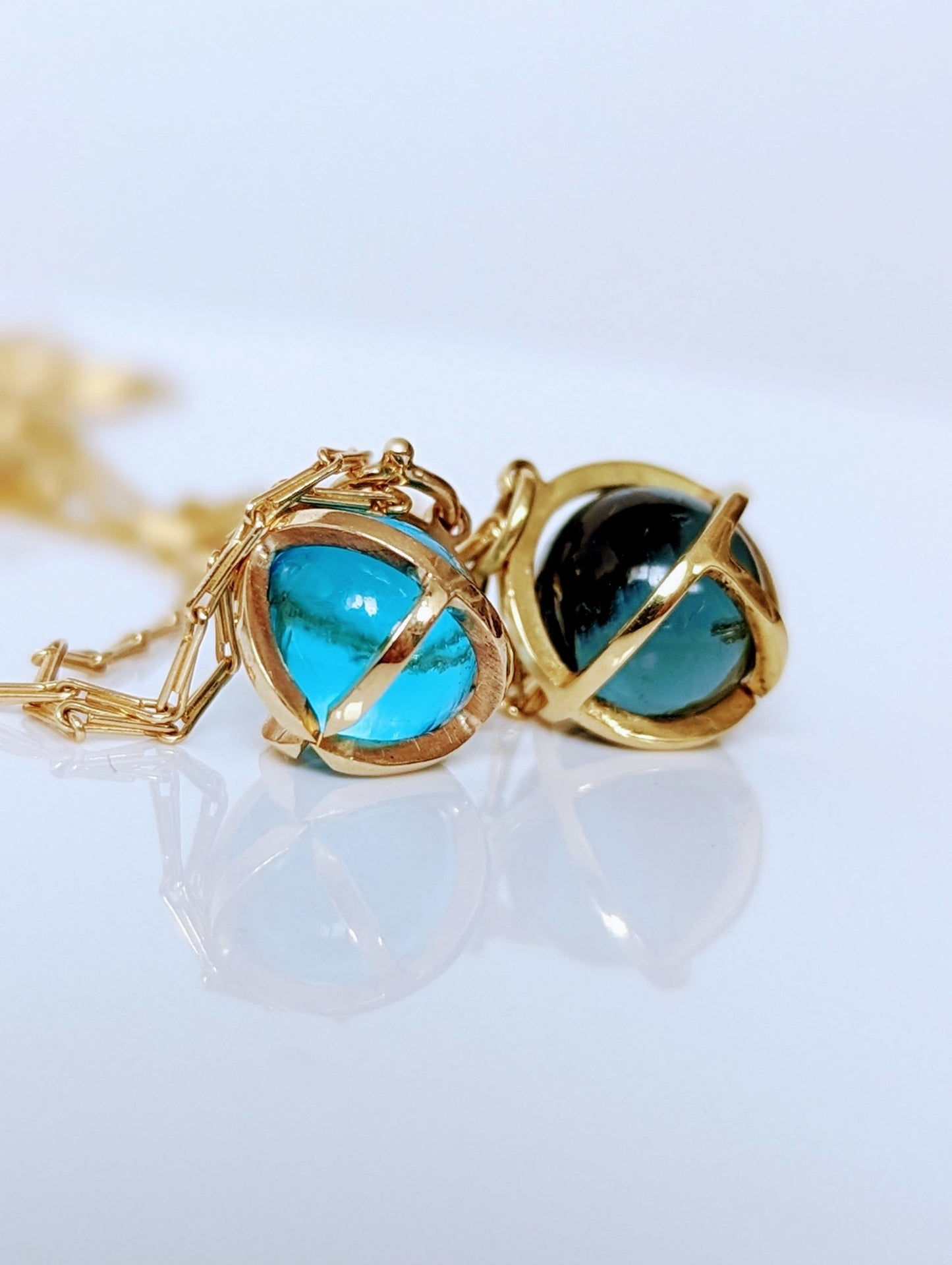 Drop of The Ocean - 9 carat Gold Pendant with Swiss Blue Topaz SphereNecklacesBooblinka Jewellery