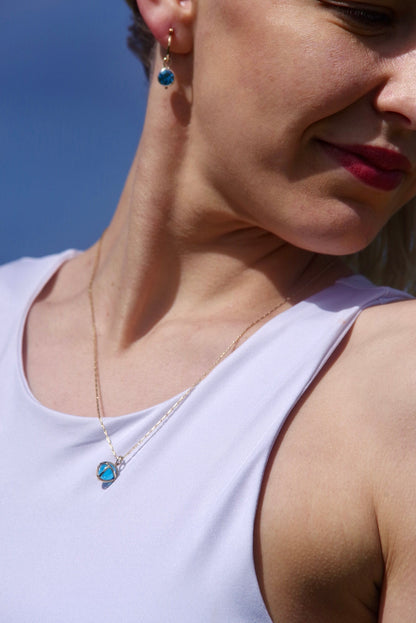 Drop of The Ocean - 9 carat Gold Pendant with Swiss Blue Topaz Sphere Necklaces Booblinka Jewellery