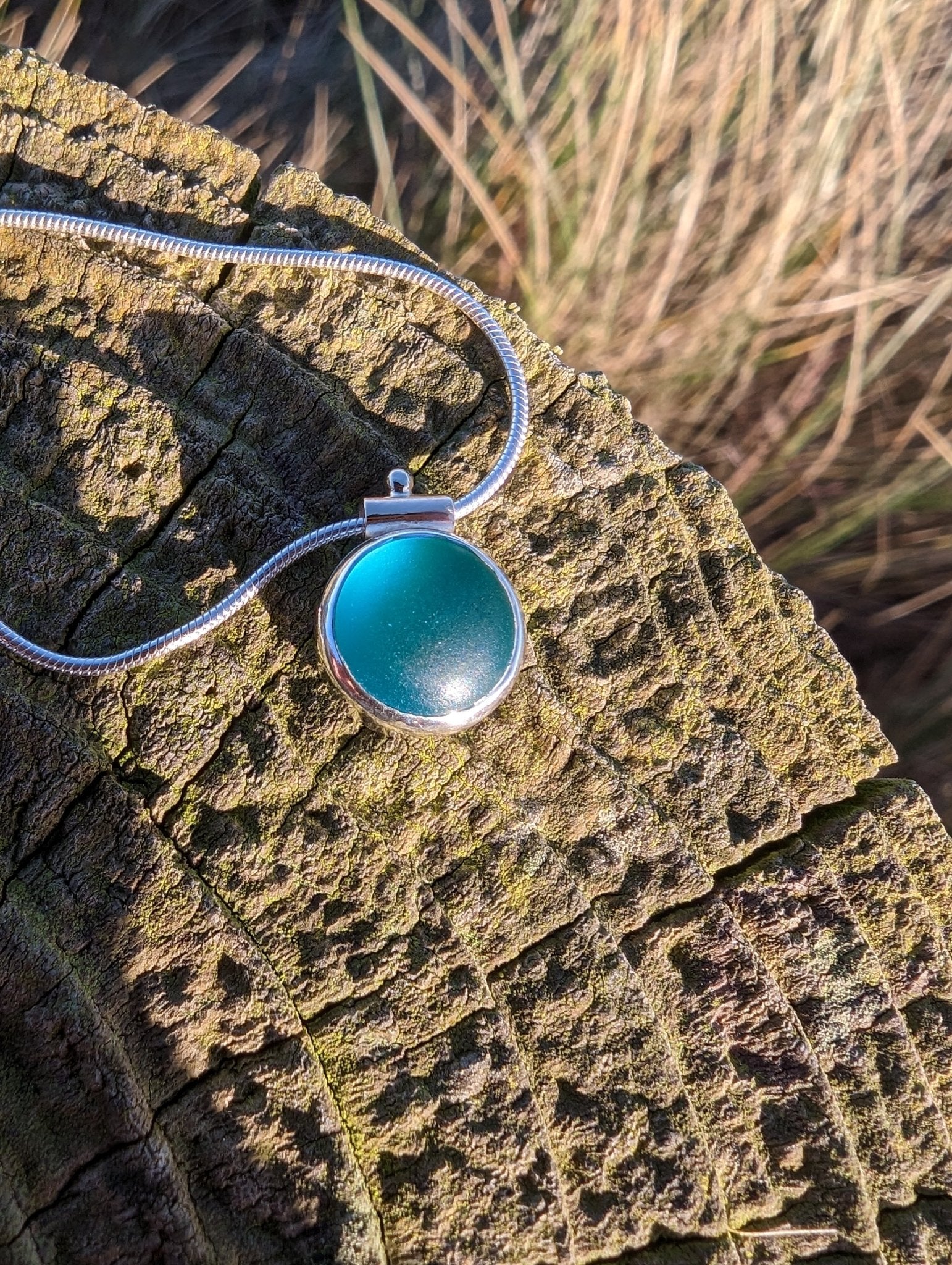 Deep teal sea glass necklace Limited ALLURE Collection - Booblinka Jewellery