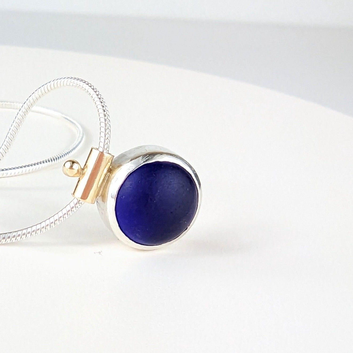 Deep cobalt blue sea glass necklace Limited ALLURE collection - Booblinka Jewellery