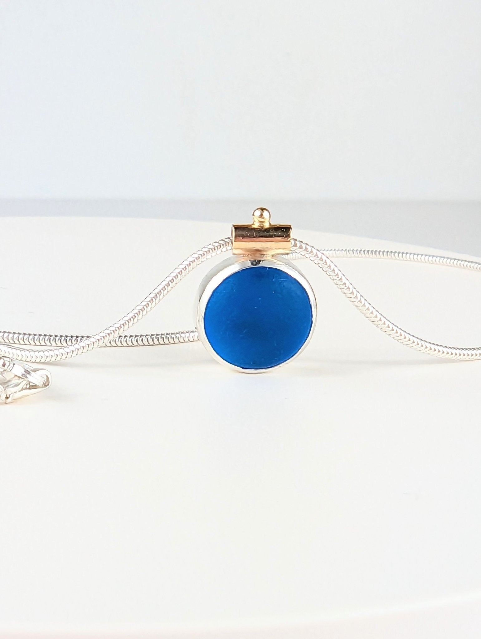 Rare electric blue sea glass necklace Limited ALLURE Collection - Booblinka Jewellery