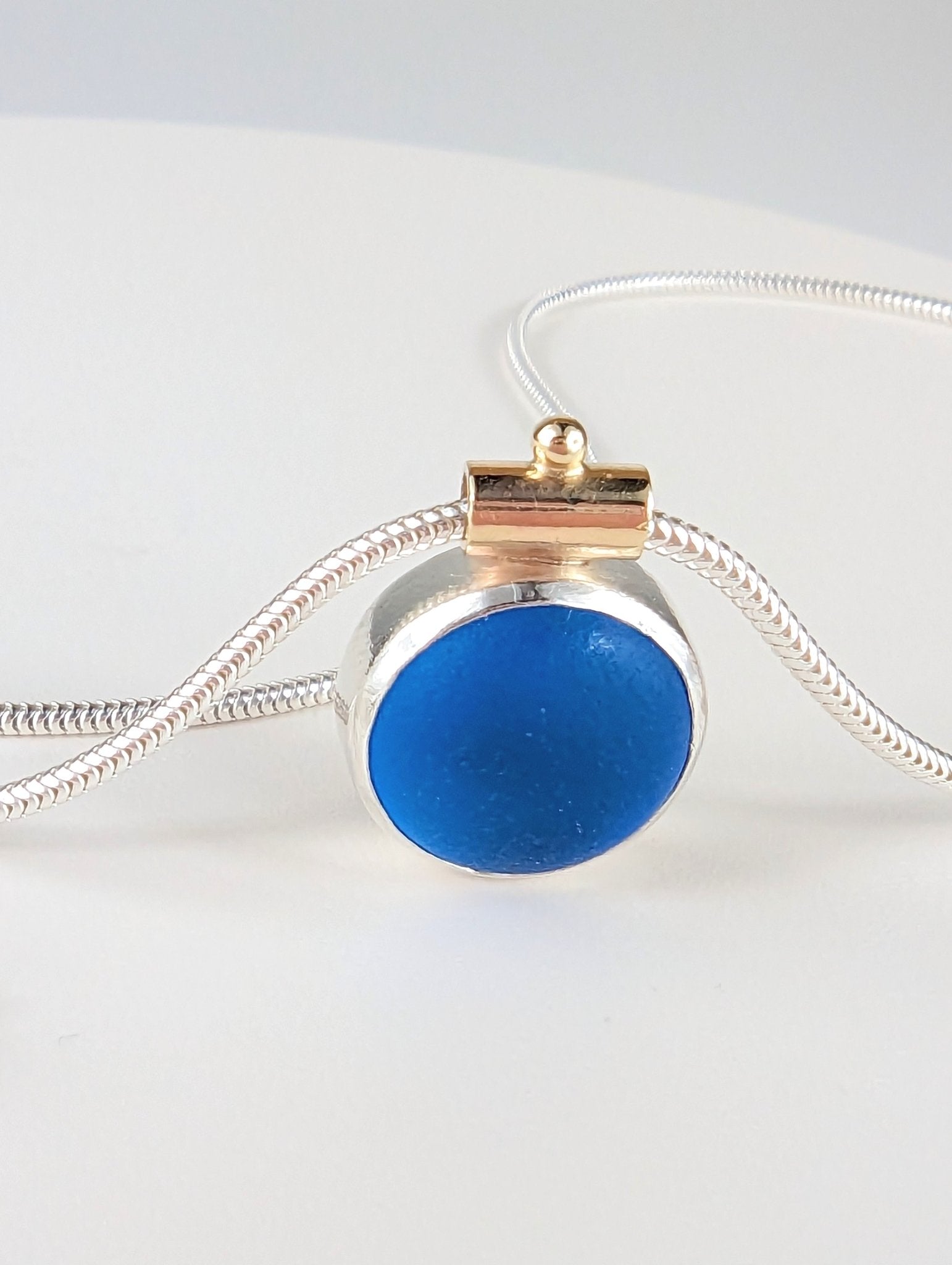 Rare electric blue sea glass necklace Limited ALLURE Collection - Booblinka Jewellery