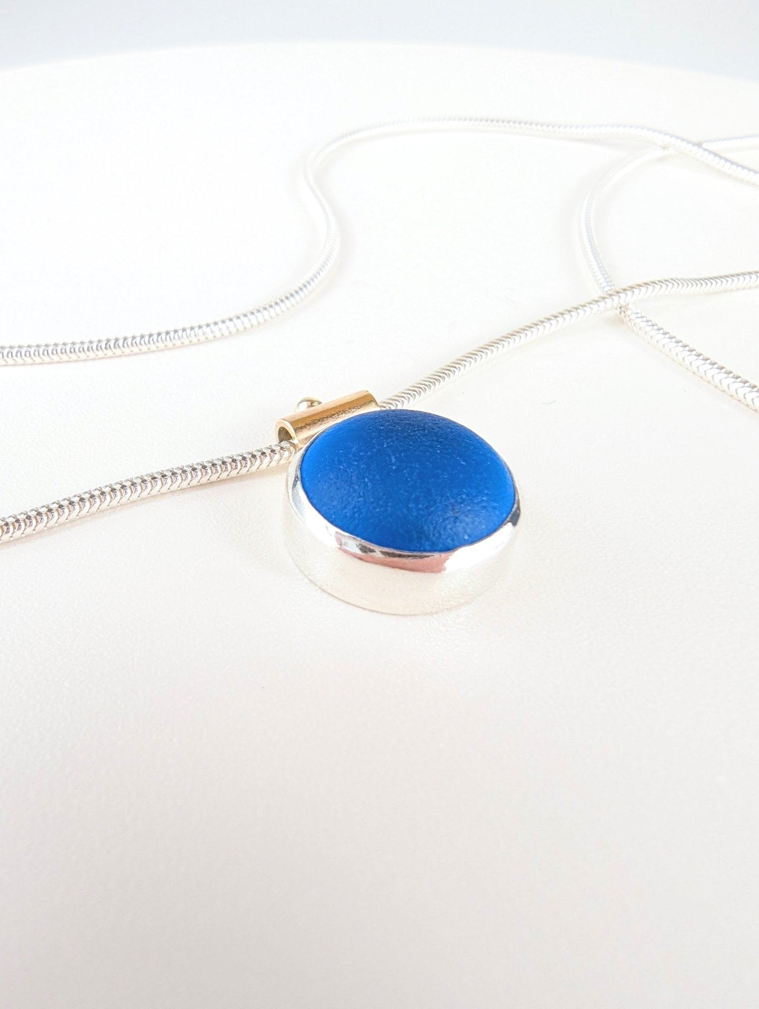 Rare electric blue sea glass necklace Limited ALLURE Collection - Booblinka Jewellery