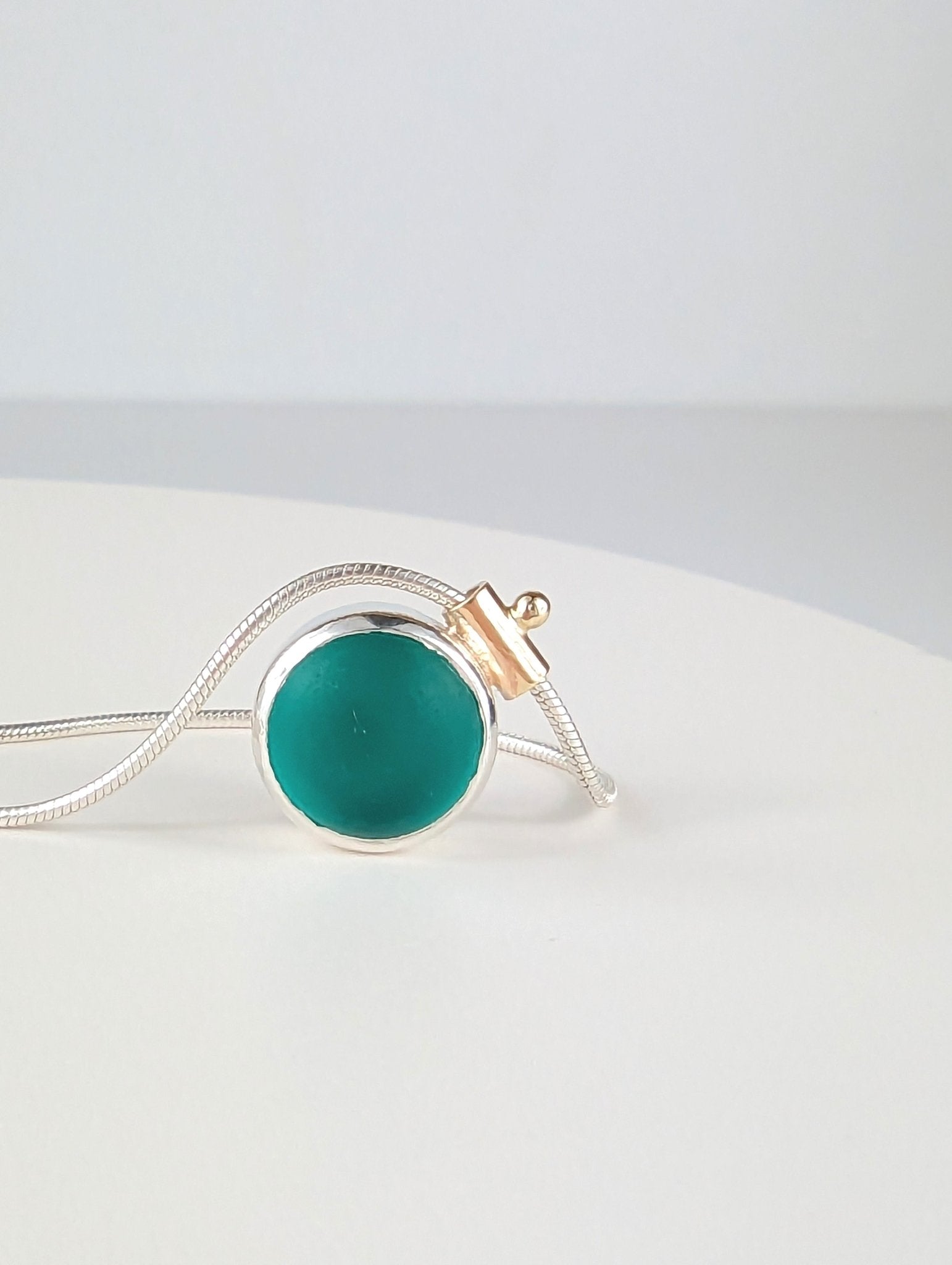 Deep teal sea glass necklace Limited ALLURE Collection - Booblinka Jewellery