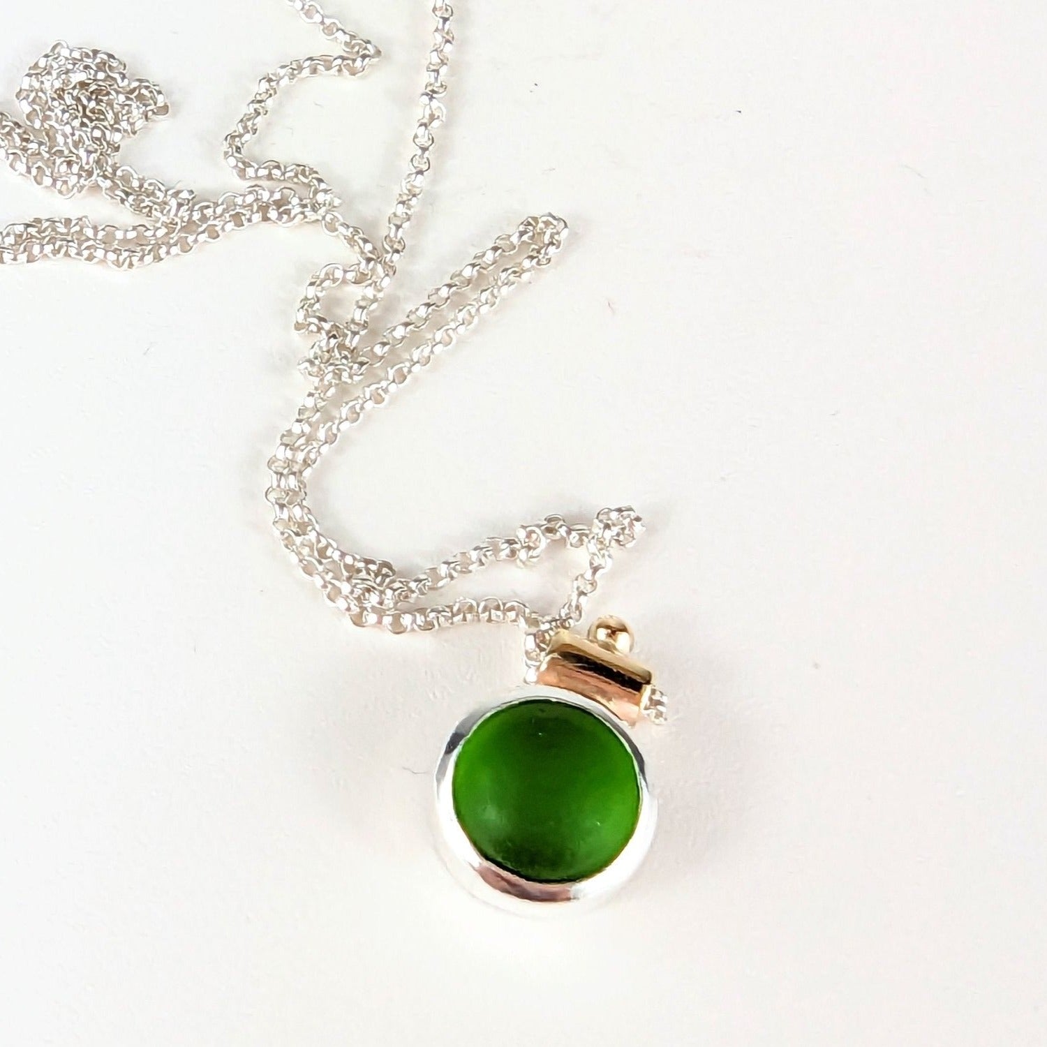 Vivid green sea glass necklace Limited ALLURE Collection - Booblinka Jewellery