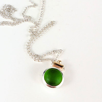 Green Sea Glass Gold and Silver Necklace - ALLURE CollectionNecklacesBooblinka Jewellery
