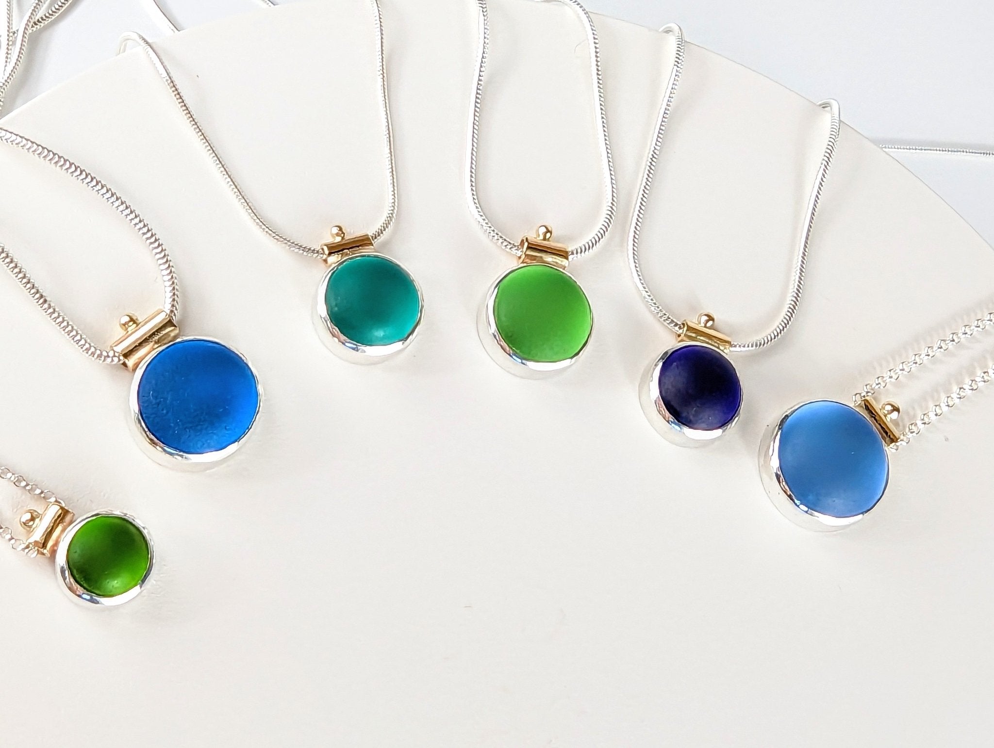 Rare electric blue sea glass necklace Limited ALLURE Collection - Booblinka Jewellery