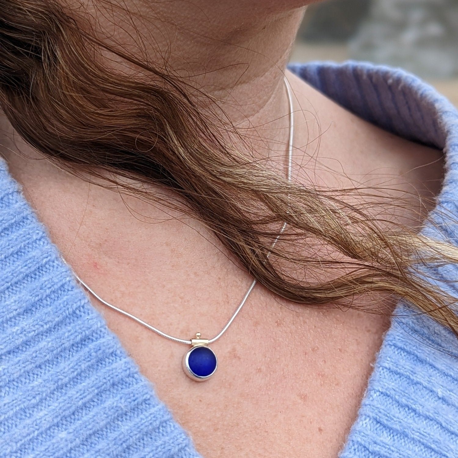 Blue Sea Glass Necklace – Salty Sage