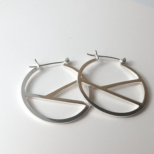 Geometric Silver Hoop EarringsEarringsBooblinka Jewellery