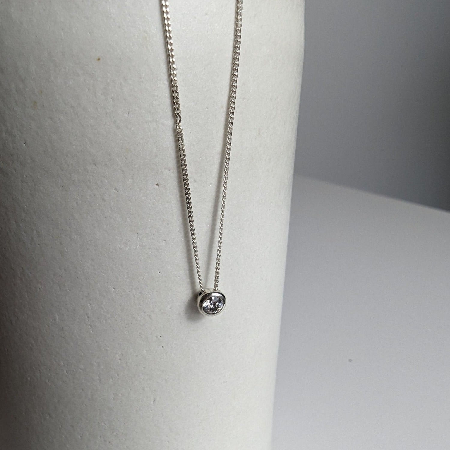 Minimalist silver DEI necklace with moissanite - Booblinka Jewellery