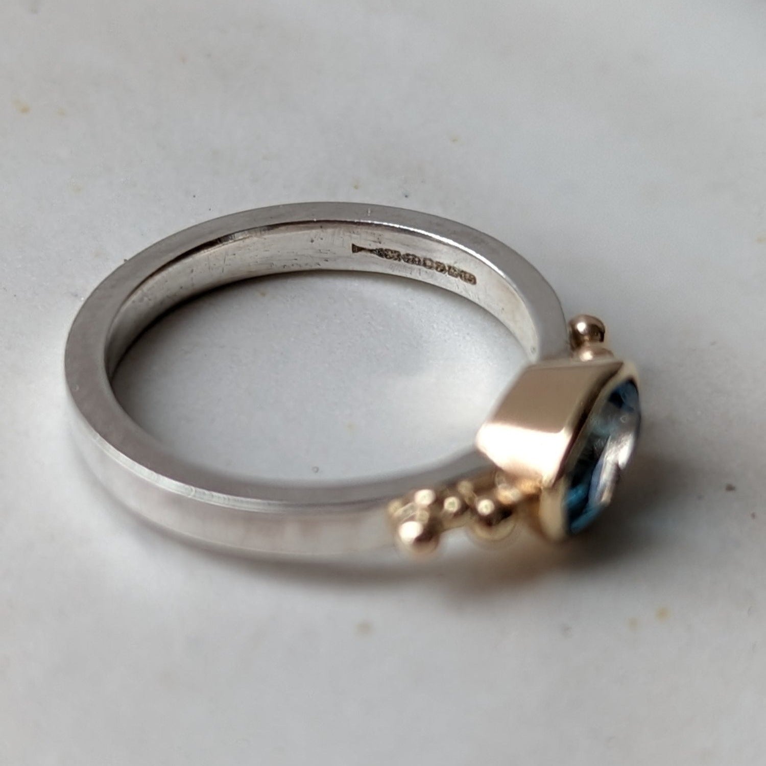 Gold and Silver Ring with Swiss Blue Topaz - Ocean collectionRingsBooblinka Jewellery