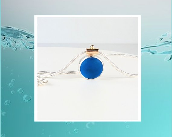 Rare electric blue sea glass necklace Limited ALLURE Collection - Booblinka Jewellery
