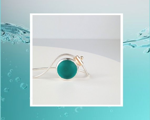 Deep teal sea glass necklace Limited ALLURE Collection - Booblinka Jewellery