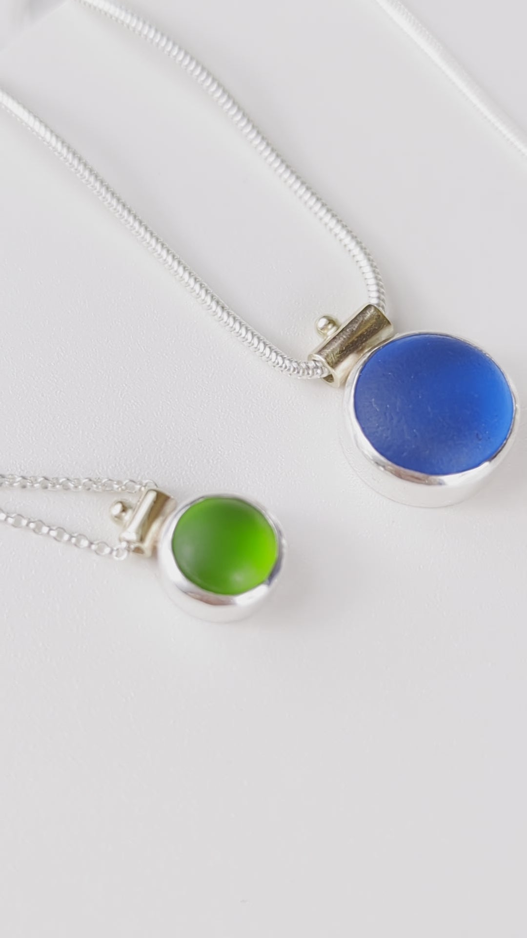 video of six different sea glass coloured necklaces from limited ALLURE collection