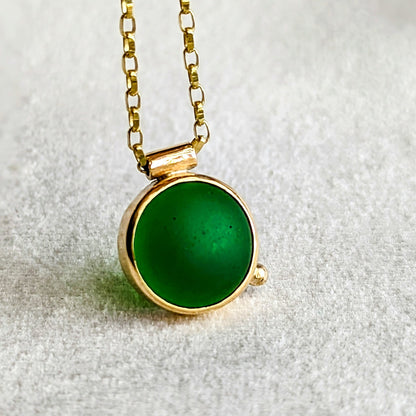 Gold Green Sea Glass Necklace - Allure Sea Glass CollectionNecklacesBooblinka Jewellery