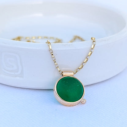 Gold Green Sea Glass Necklace - Allure Sea Glass CollectionNecklacesBooblinka Jewellery